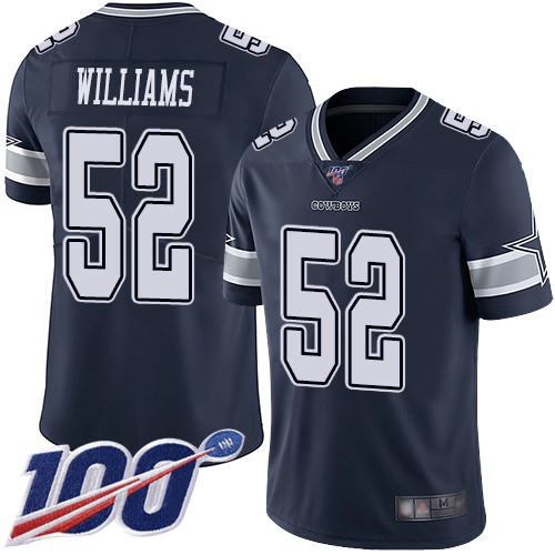 Men Dallas Cowboys Limited Navy Blue Connor Williams Home #52 100th Season Vapor Untouchable NFL Jersey->women nfl jersey->Women Jersey